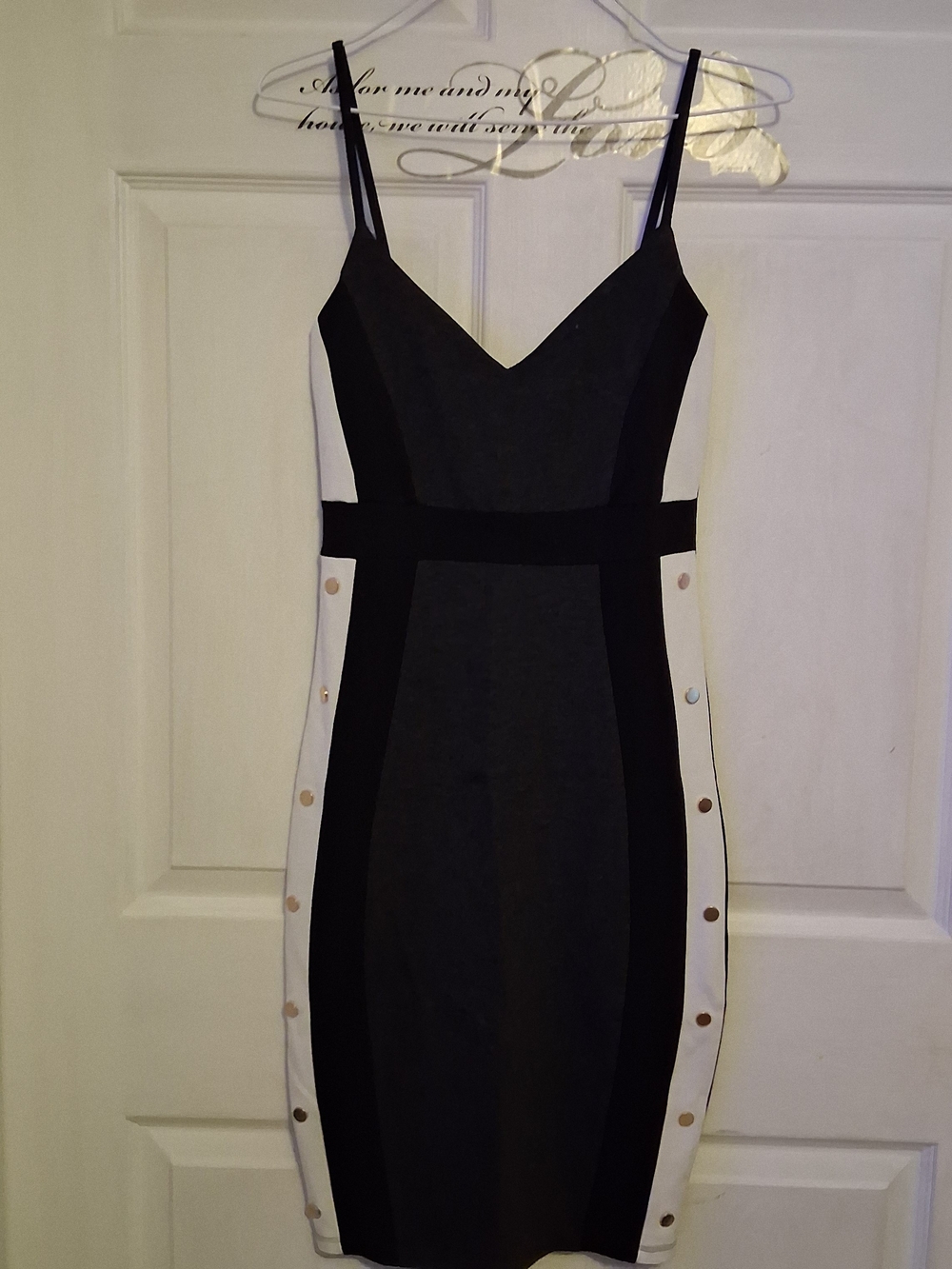 Mind Code Black, White and Gray Panel Bodycon Mini Dress